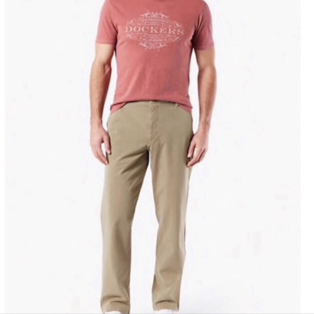 Dockers D3 Classic Fit Easy Khaki Tan Flat Front Pants Mens 36 34 Preppy